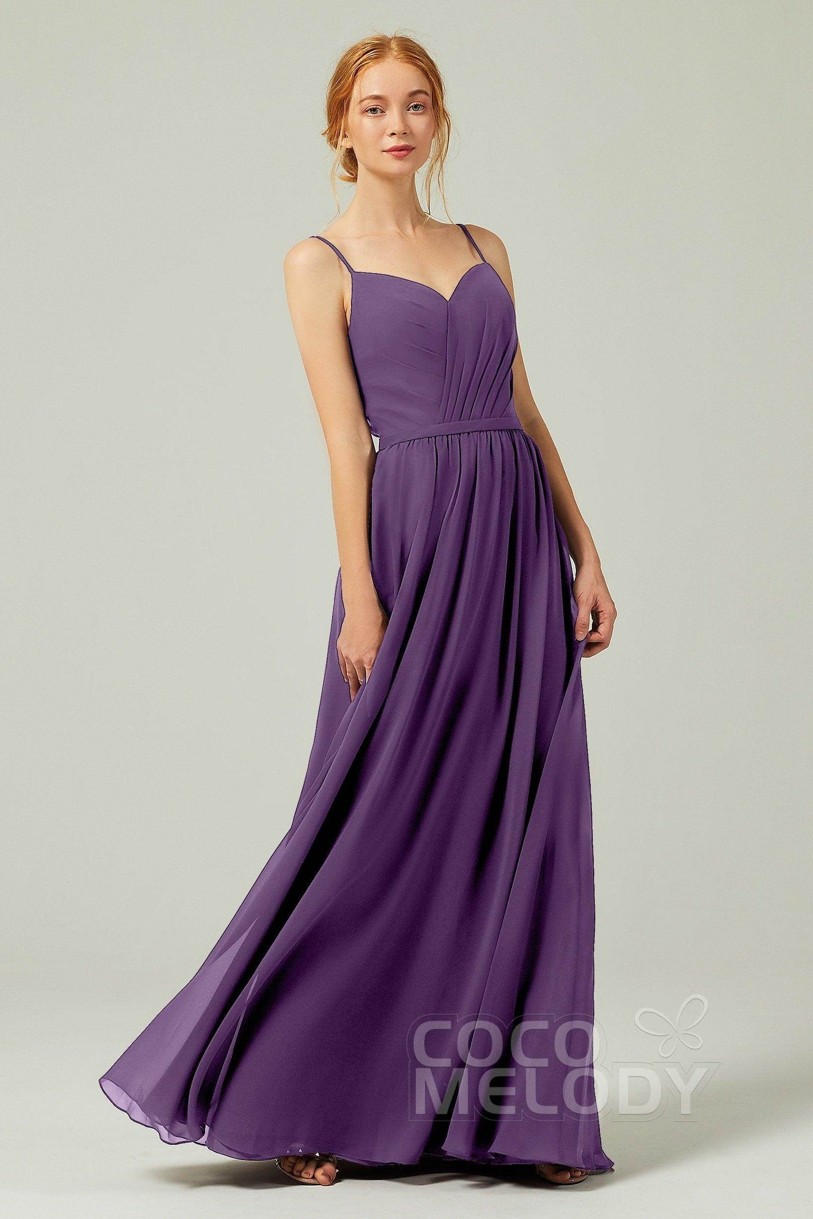 A-Line Floor Length Chiffon Bridesmaid Dress CB0296 - COCOMELODY
